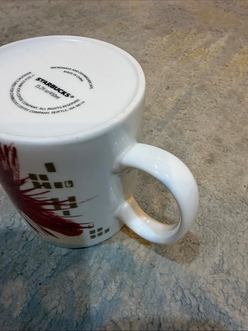 Starbucks Holiday Red Abstract Poinsettia Burst Coffee Cup Mug 12fl oz Vintage